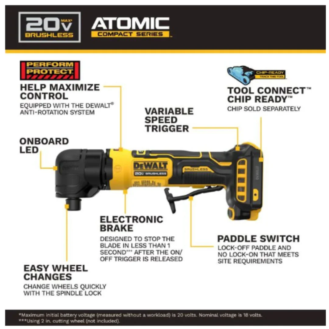 Dewalt 20V MAX ATOMIC Right Angle Die Grinder with Battery & Charger - Image 2