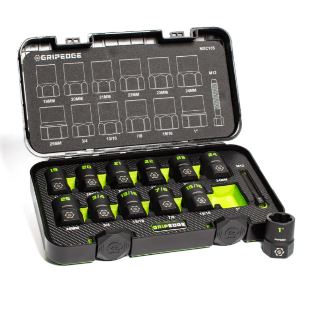 GripEdge 13-PC G-FORS 1/2" Drive Metric & SAE Master Socket Extractor Set - Image 2