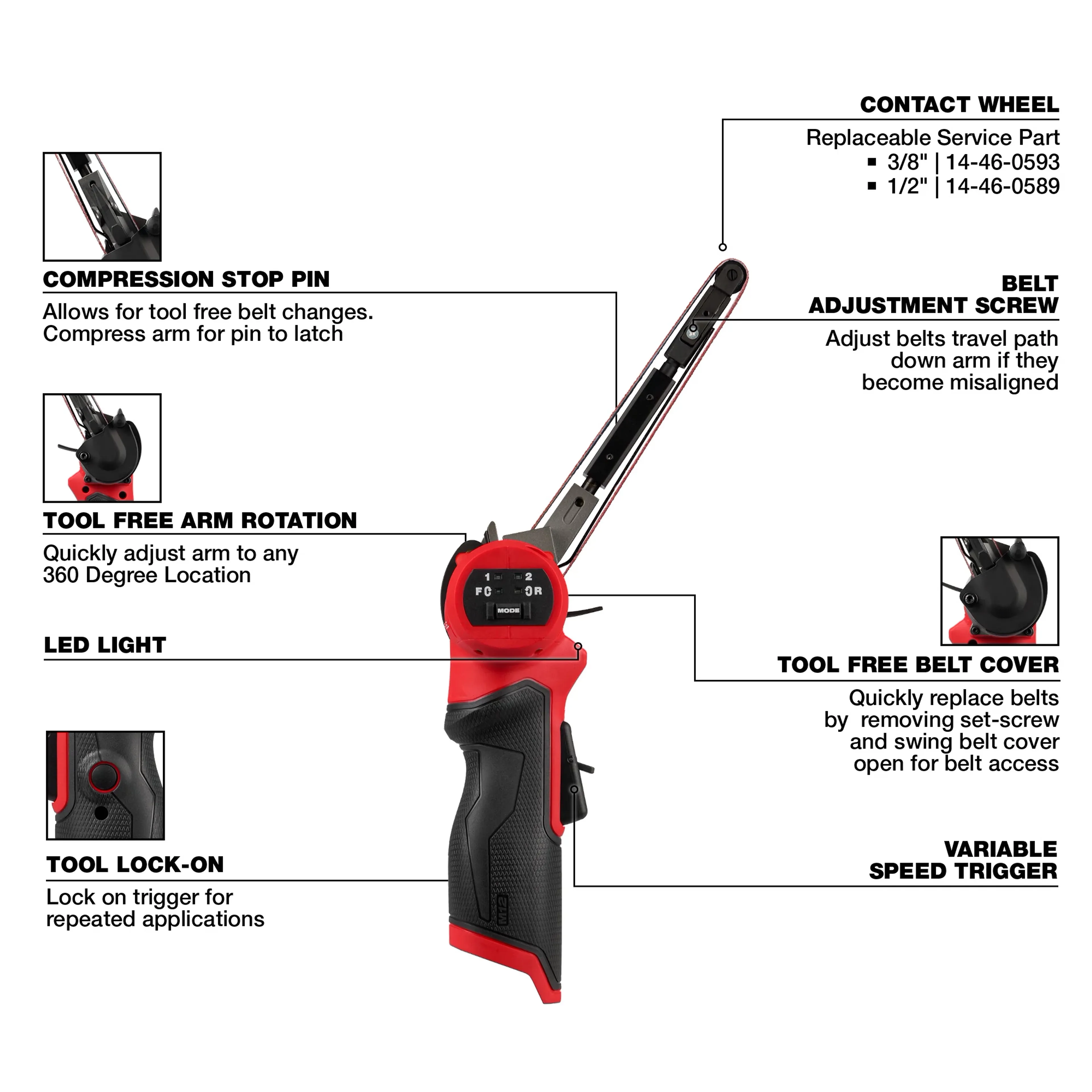 M12 FUEL™ 1/2" X 18" Bandfile 2482-20 with Free CP2.5 Battery Pack - Image 2