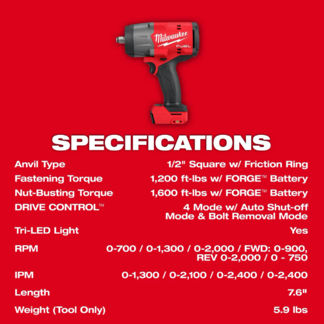 Milwaukee Tools M18 FUEL™ 1/2" High Torque Impact Wrench with Friction Ring - Image 2
